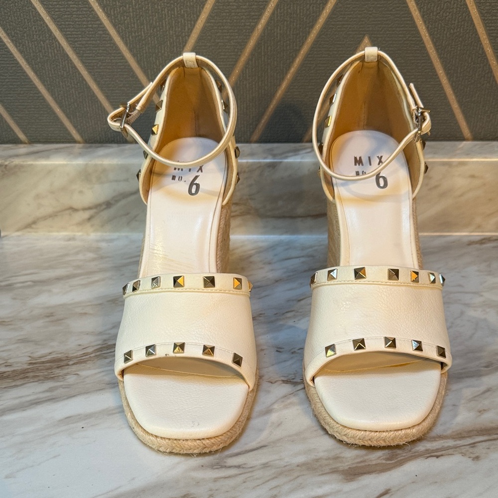 Mix No. 6 Beige Wedges with Gold Accents - Picture 2 of 10